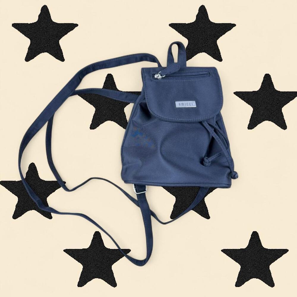 ★ Vintage Amicci Mini Backpack – Y2K Black Nylon Bag ★